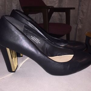 Cato Black Pumps with Gold Heel Size 11